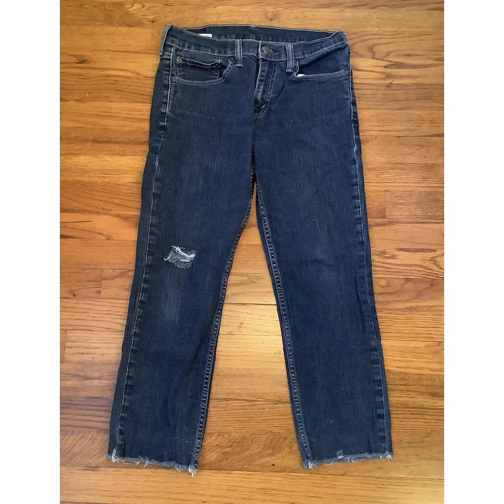 Levi Strauss 511 Women's 31/30 Dark Wash Raw Edge Mid-rise Blue Jean (6)